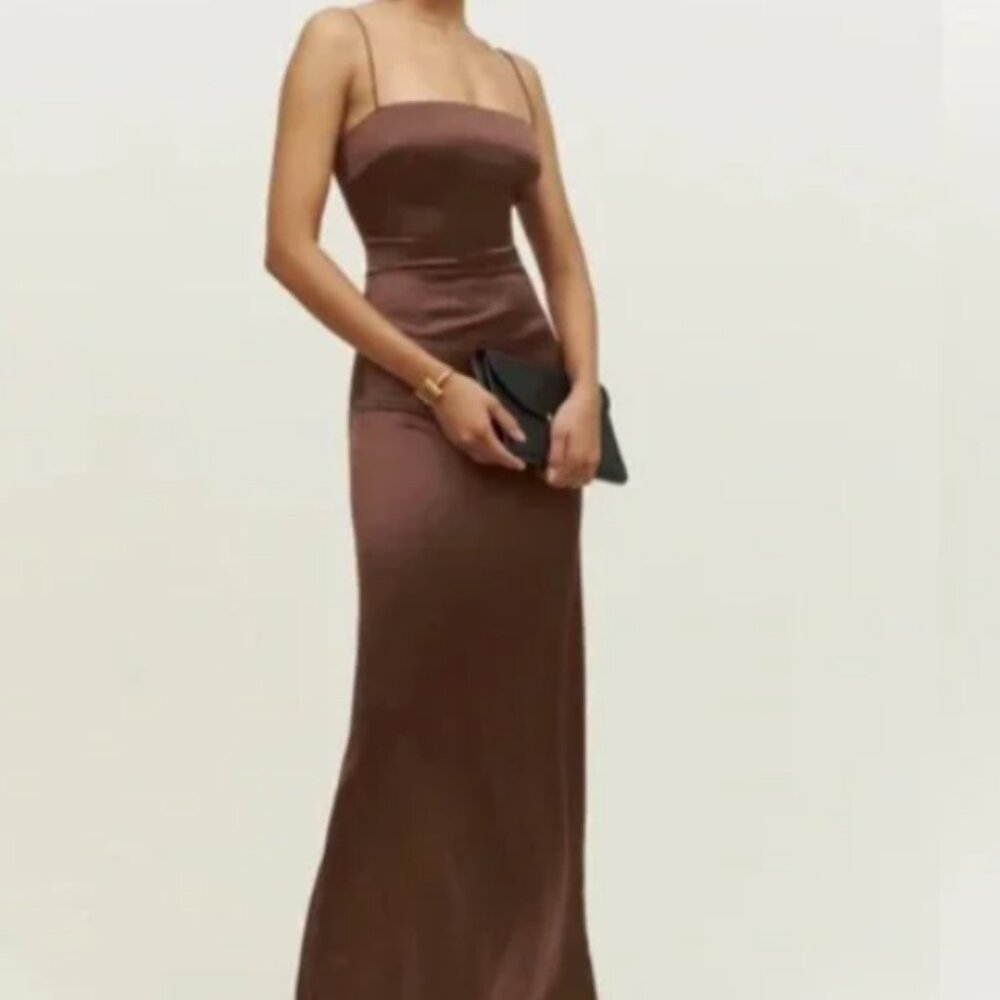 Reformation Altered Frankie Silk Dress In Café - 0